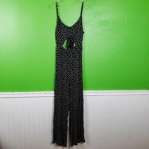 Vagabond Women's White Flower Peekaboo Hole Maxi Jumpsuit Sz Medium